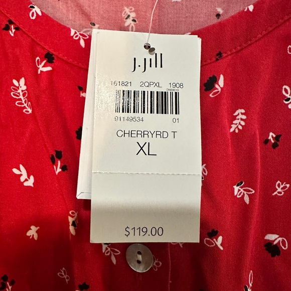 J. Jill Red Patterned Midi Dress - Picture 4 of 10